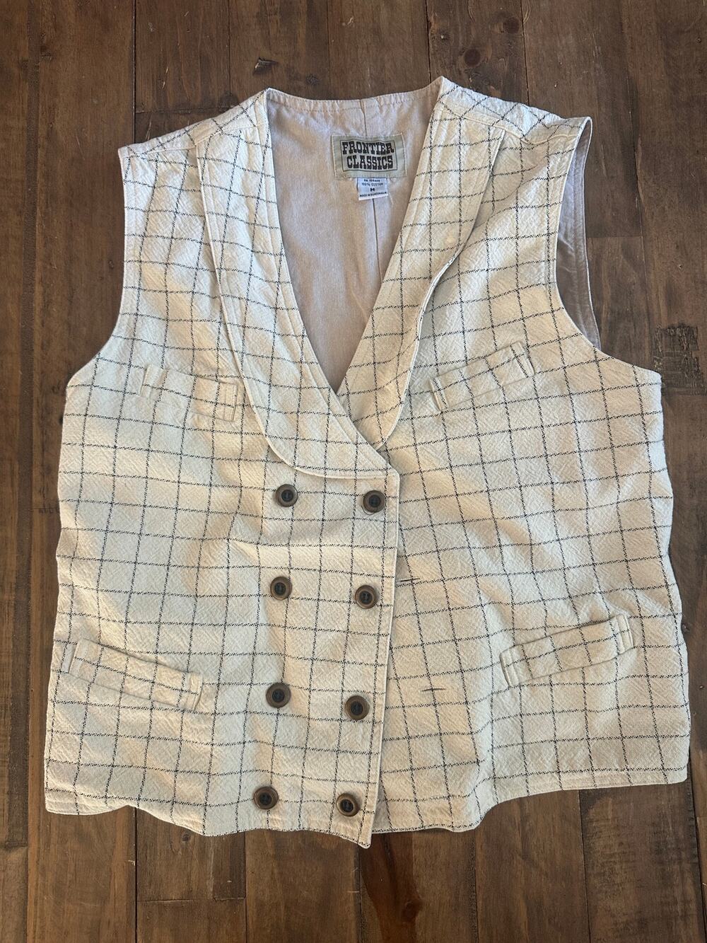 Frontier Classics cotton check double breasted waistcoat vest